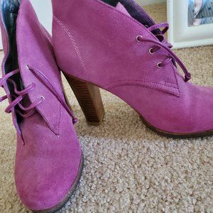 Kenneth Cole heels in raspberry suede lovely business boots or sexy with jeans